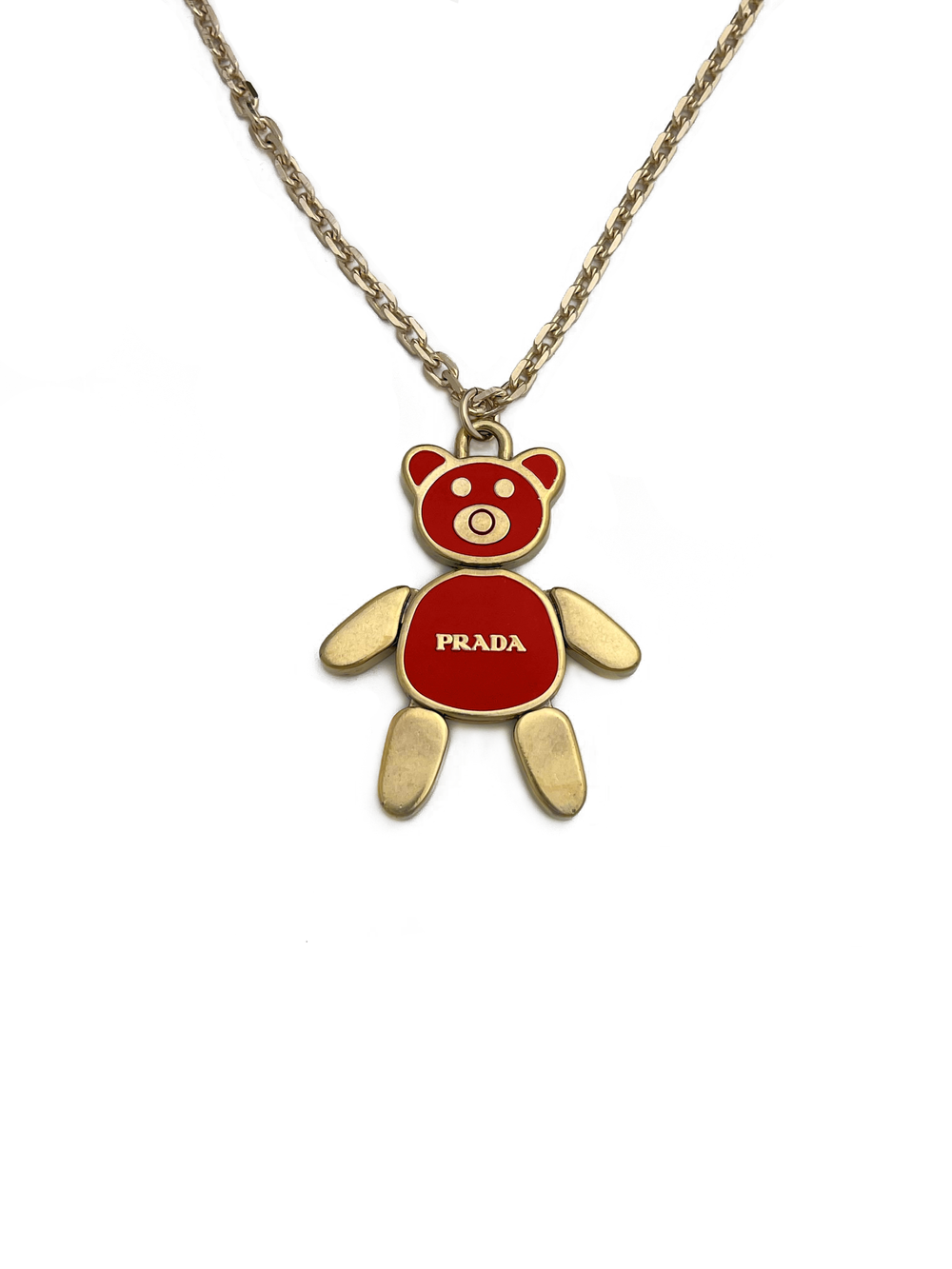Authentic Prada Repurposed Red Bear Pendant Necklace — LUXE Reworked